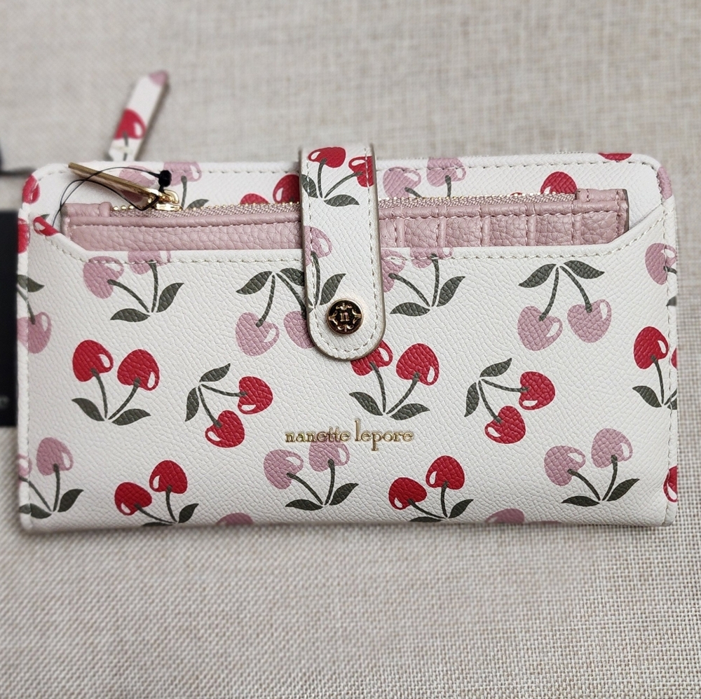 New Nanette Lepore Lilli Cherry Heart Bifold Wallet